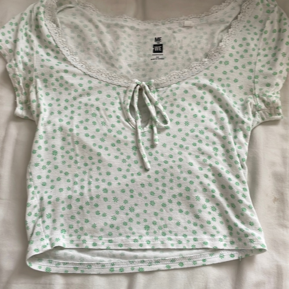 Green and white crop top